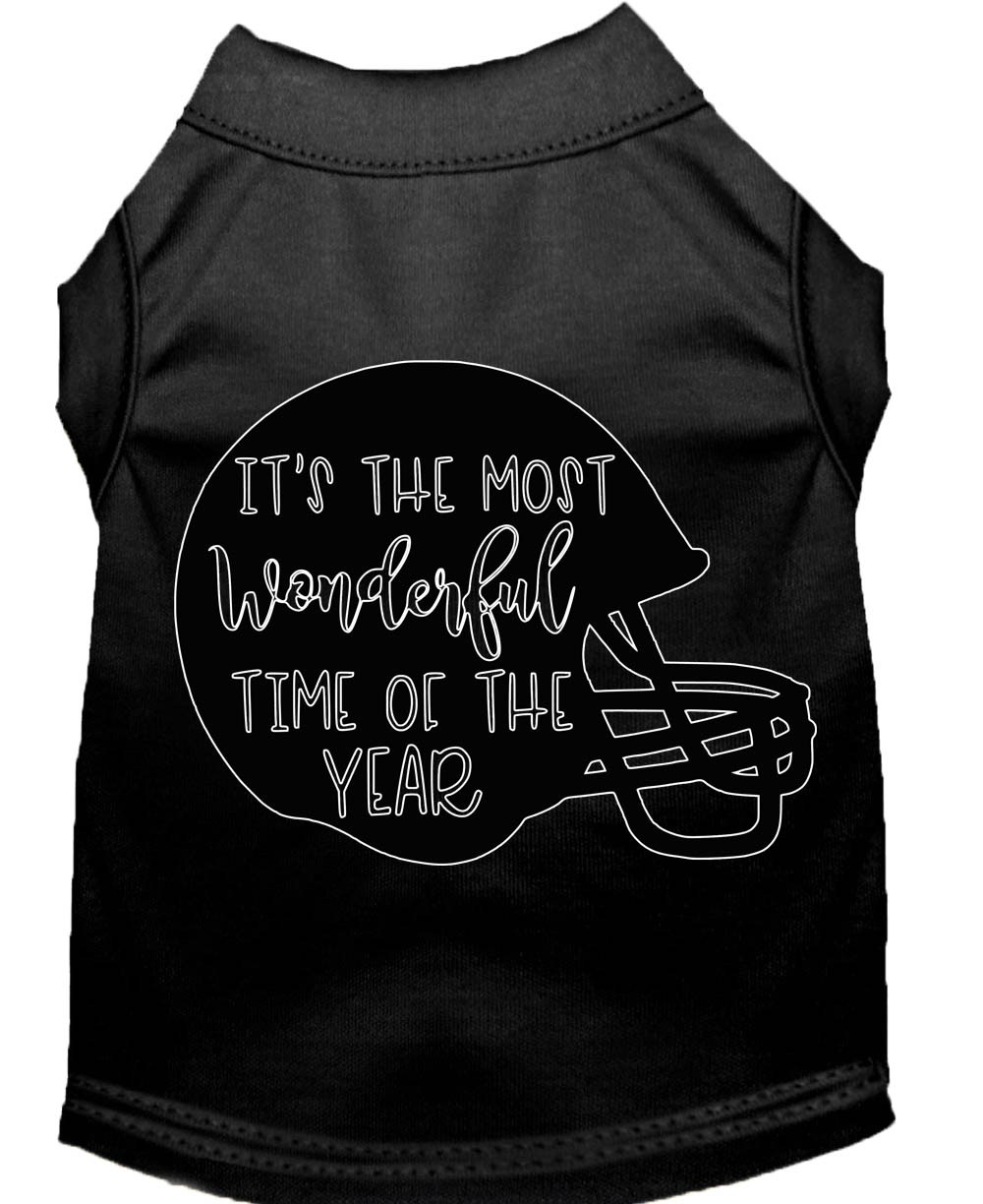 Most Wonderful Time of the Year (Football) Screen Print Dog Shirt Black Med